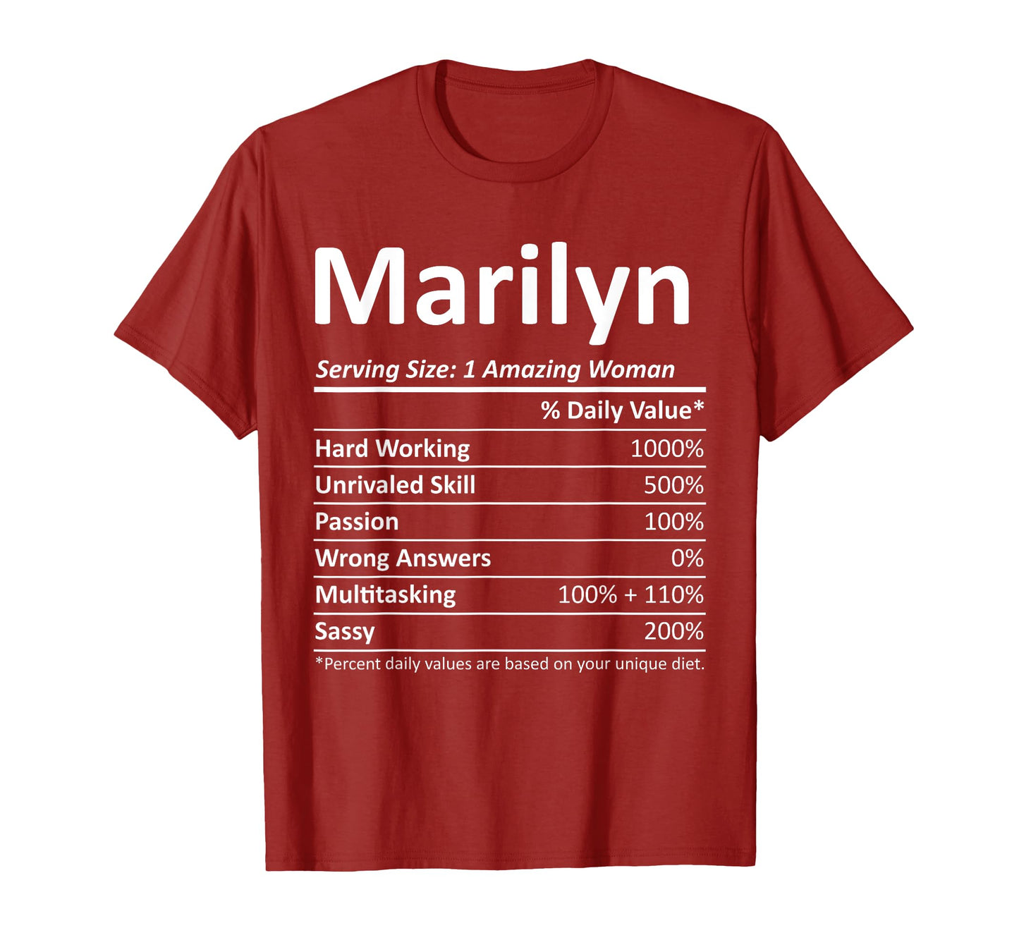 MARILYN Nutrition Personalized Name Funny Christmas Gift T-Shirt