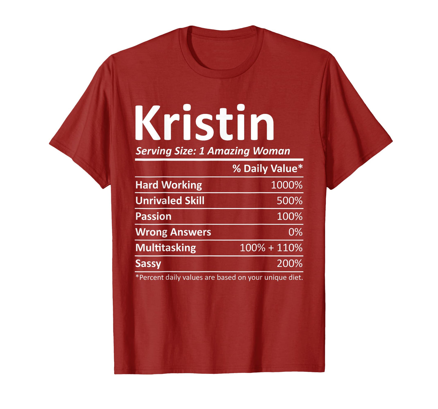 KRISTIN Nutrition Personalized Name Funny Christmas Gift T-Shirt