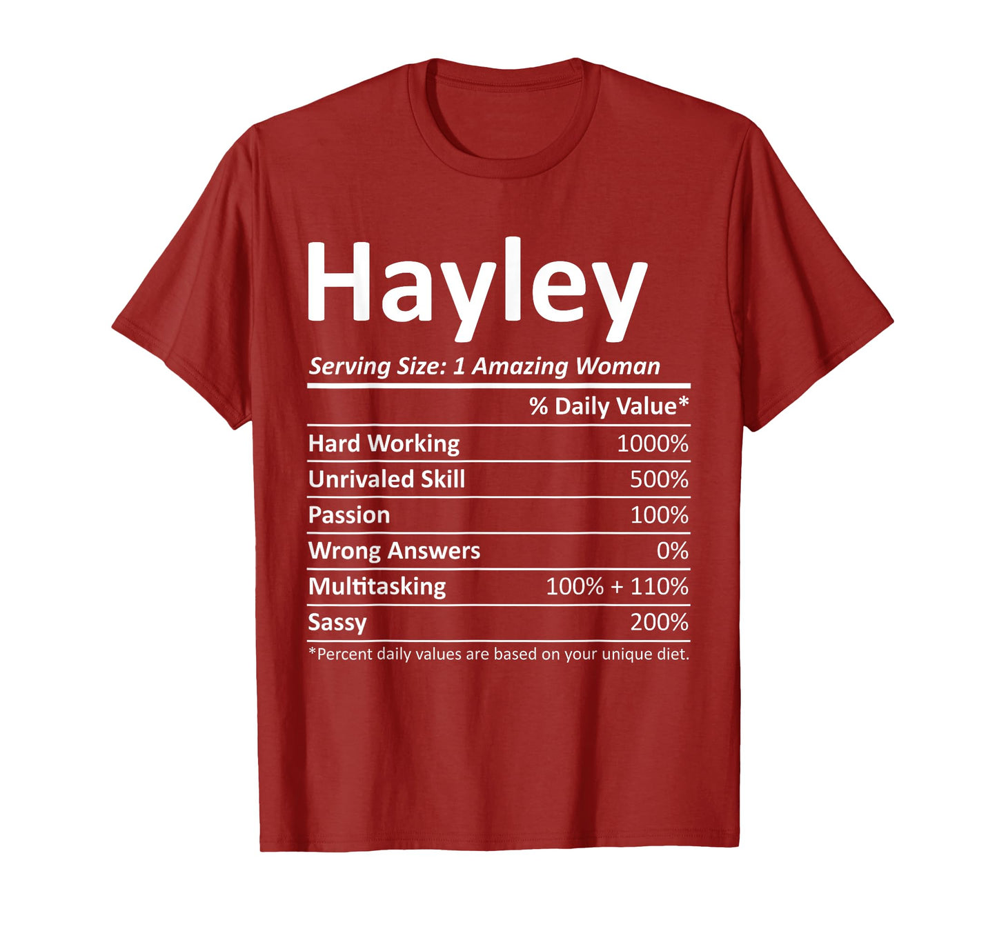 HAYLEY Nutrition Personalized Name Funny Christmas Idea T-Shirt