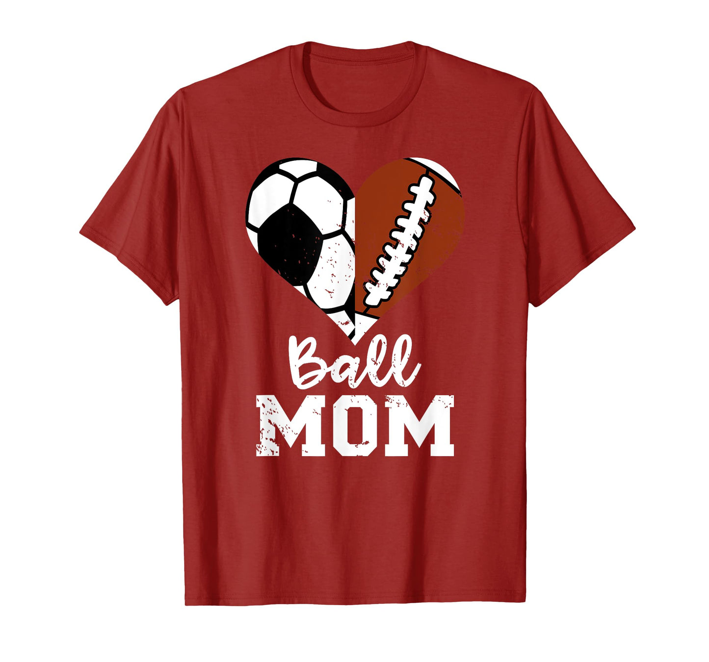 Ball Mom Heart Funny Football Soccer Mom T-Shirt
