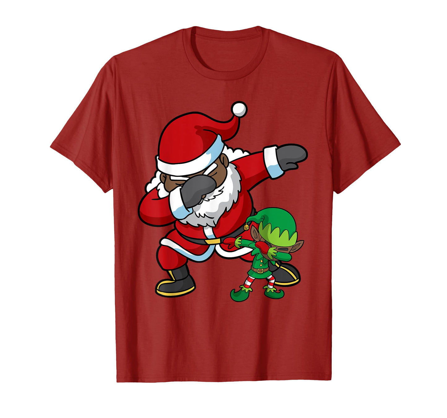 Christmas African American Dabbing Santa Claus Elf Dab Gift T-Shirt