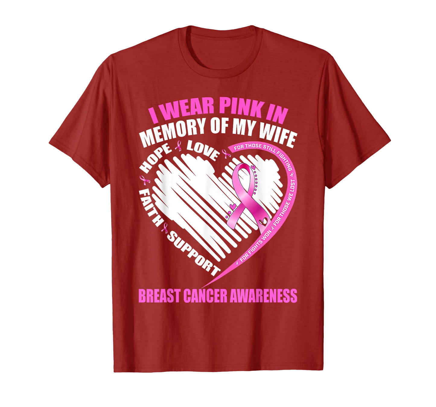 Gift I Wear Pink In Memory Of Wife Breast Cancer Awareness T-Shirt