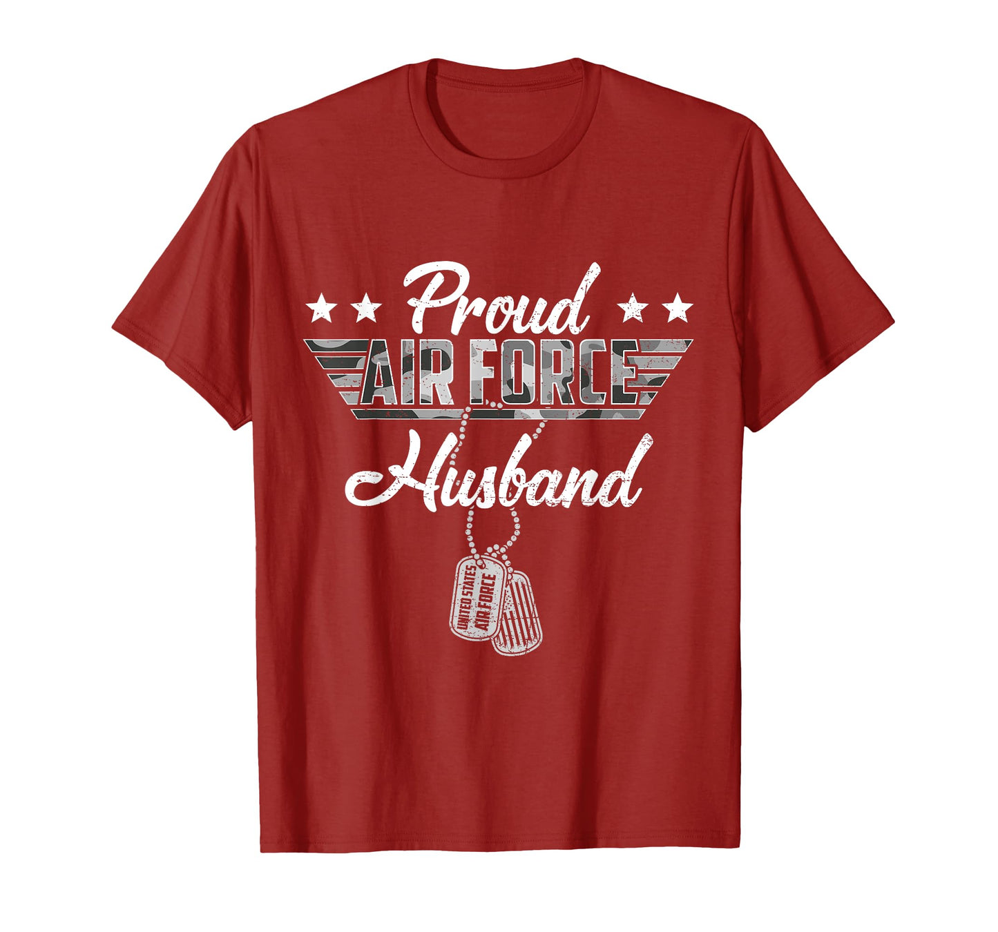 Proud Air Force Husband Camouflage USAF Veteran Airman T-Shirt