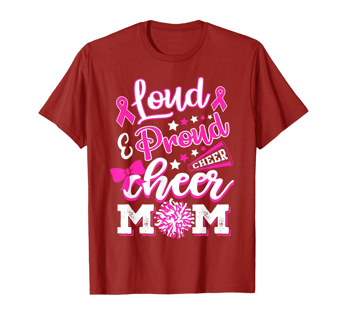 Cheer Mom Pink Month Loud & Proud Cheerleading T-Shirt