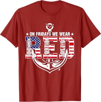 On Fridays We Wear Red Friday Troops US Flag Military T-Shirt