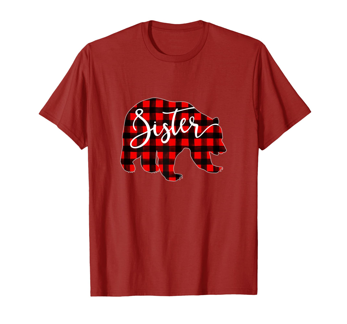 Red Plaid Sister Bear Matching Family Christmas Eve Buffalo T-Shirt