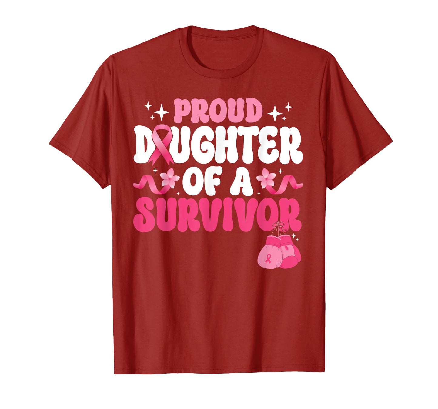 Groovy Proud Daughter Of Survivor Breast Cancer Awareness T-Shirt