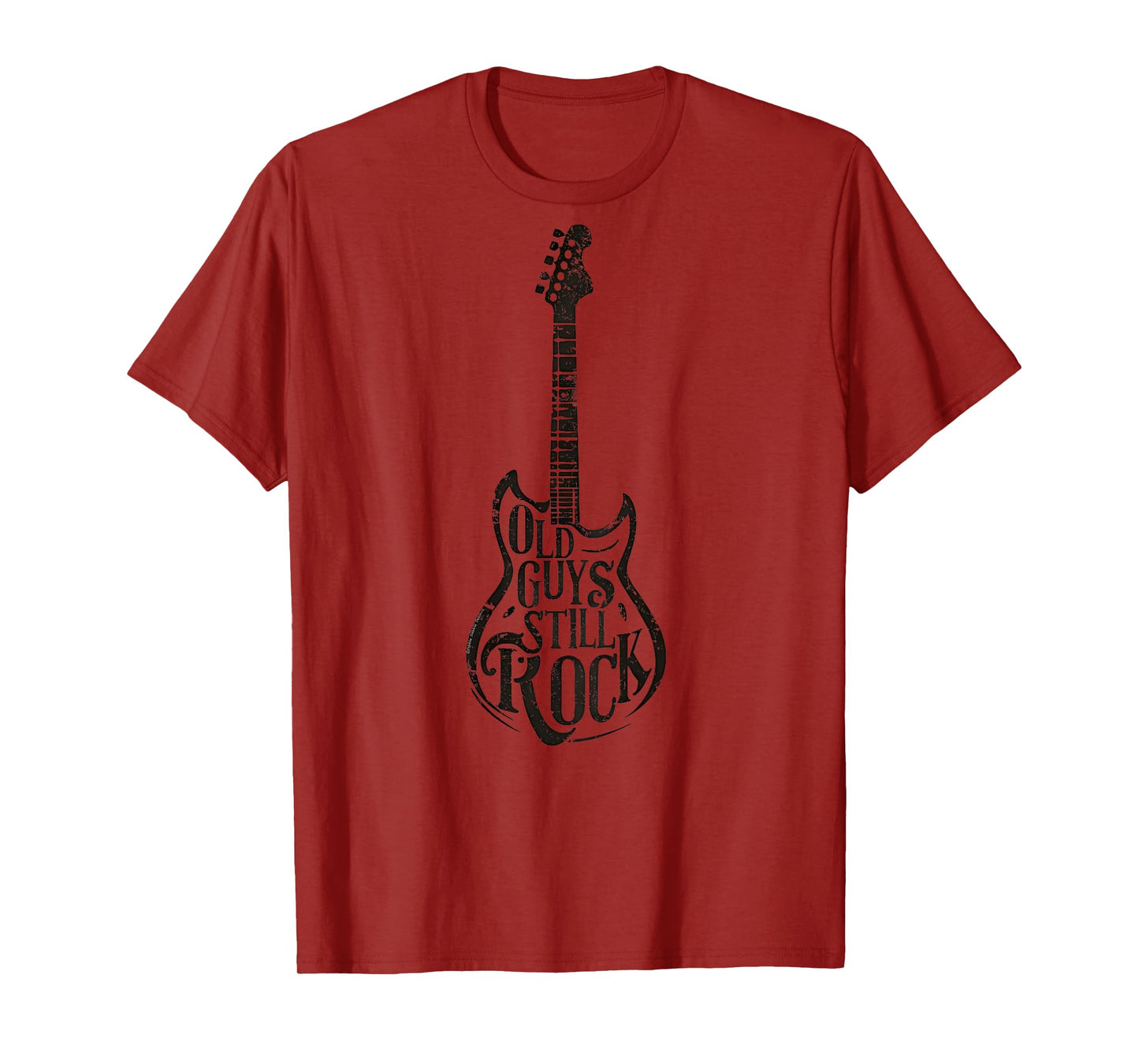 Design on back. Guitar Music Old Guys Still Rock T-Shirt