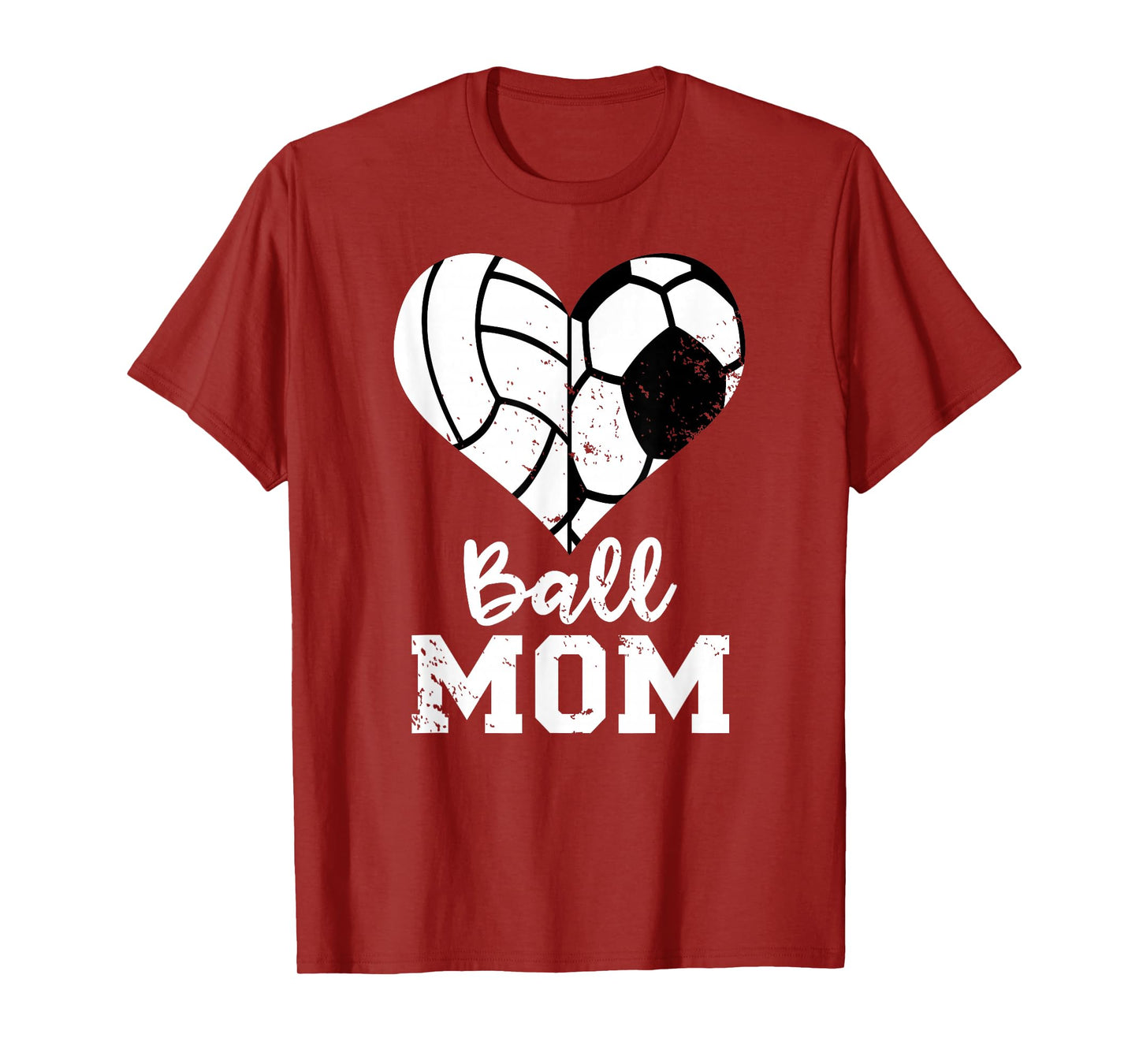 Ball Mom Heart Funny Soccer Volleyball Mom T-Shirt