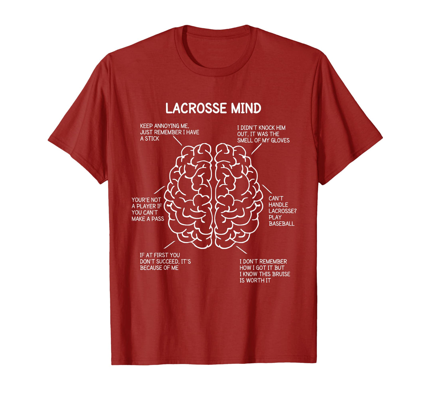 Lacrosse Player Think Sayings Brain Funny Christmas Gift T-Shirt