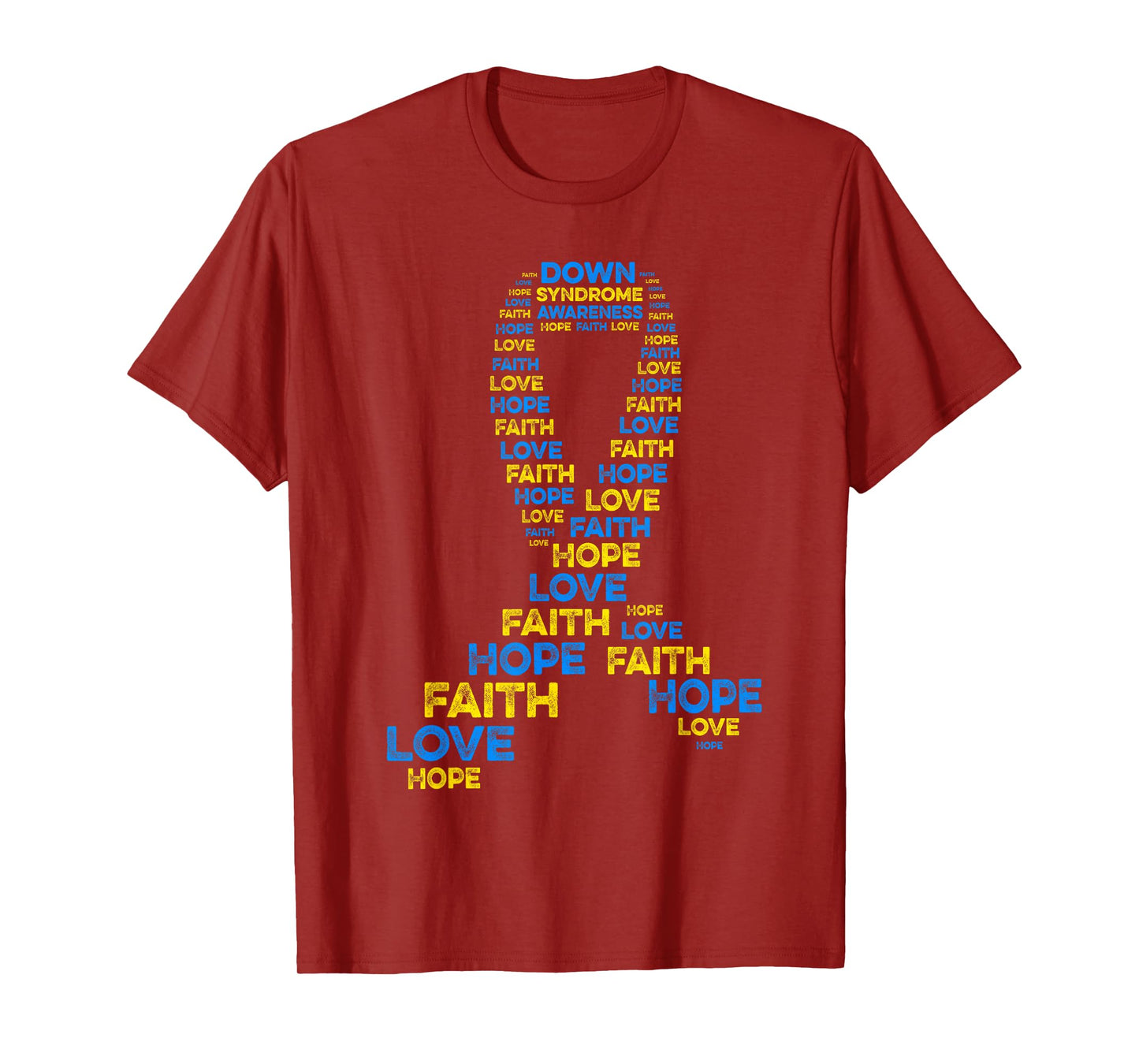 Down Syndrome Awareness Hope Faith Love Teal Ribbon Mom T-Shirt