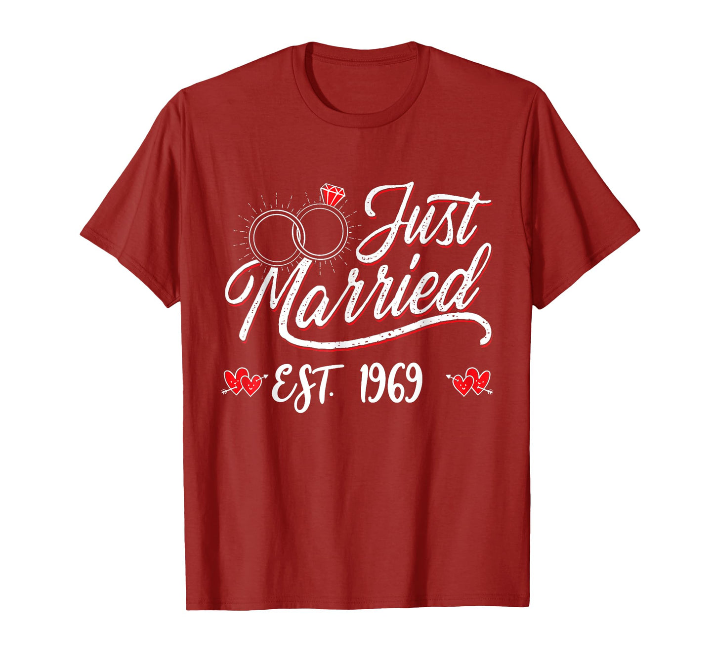Just Married EST 1969 Husband Wife 56th Wedding Anniversary T-Shirt