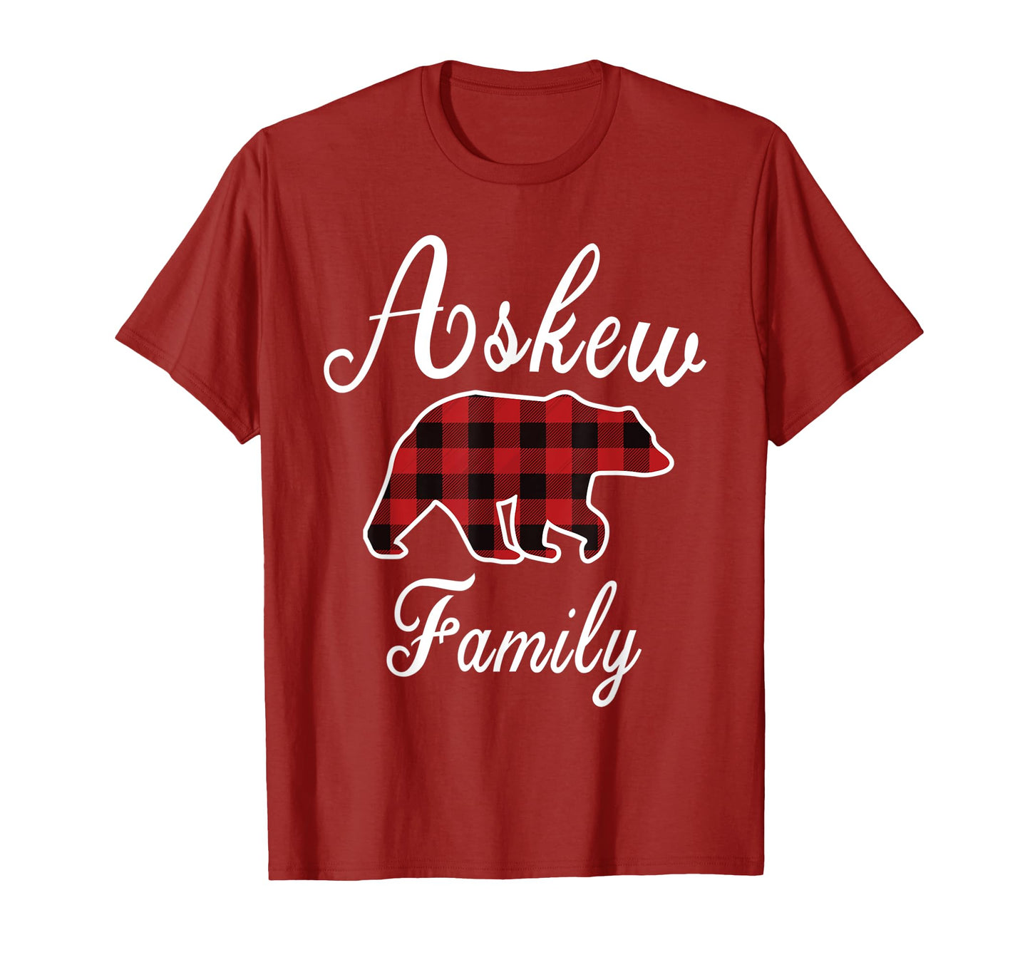 ASKEW Family Bear Red Plaid Christmas Pajama Men Women Gift T-Shirt