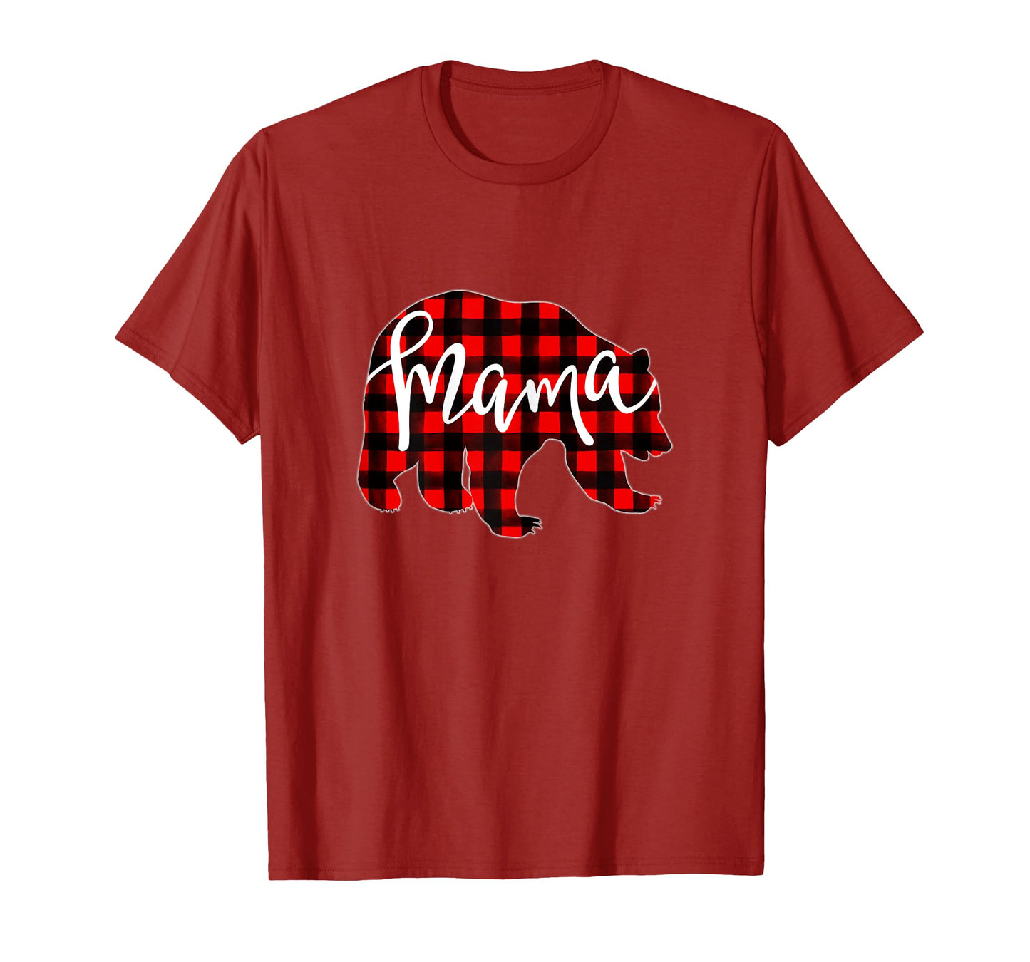 Red Plaid Mama Bear Matching Family Christmas Eve Buffalo T-Shirt