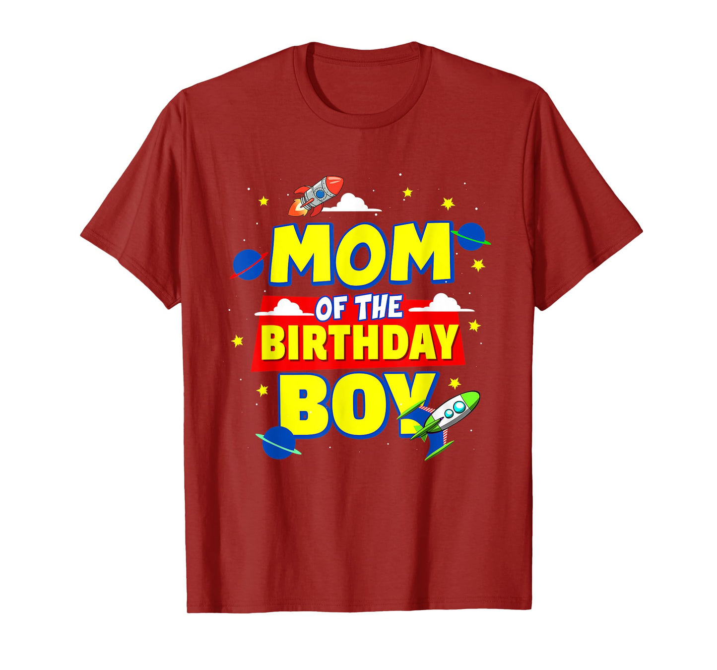 Mom Of The Birthday Astronaut Boy Outer Space Theme Party T-Shirt