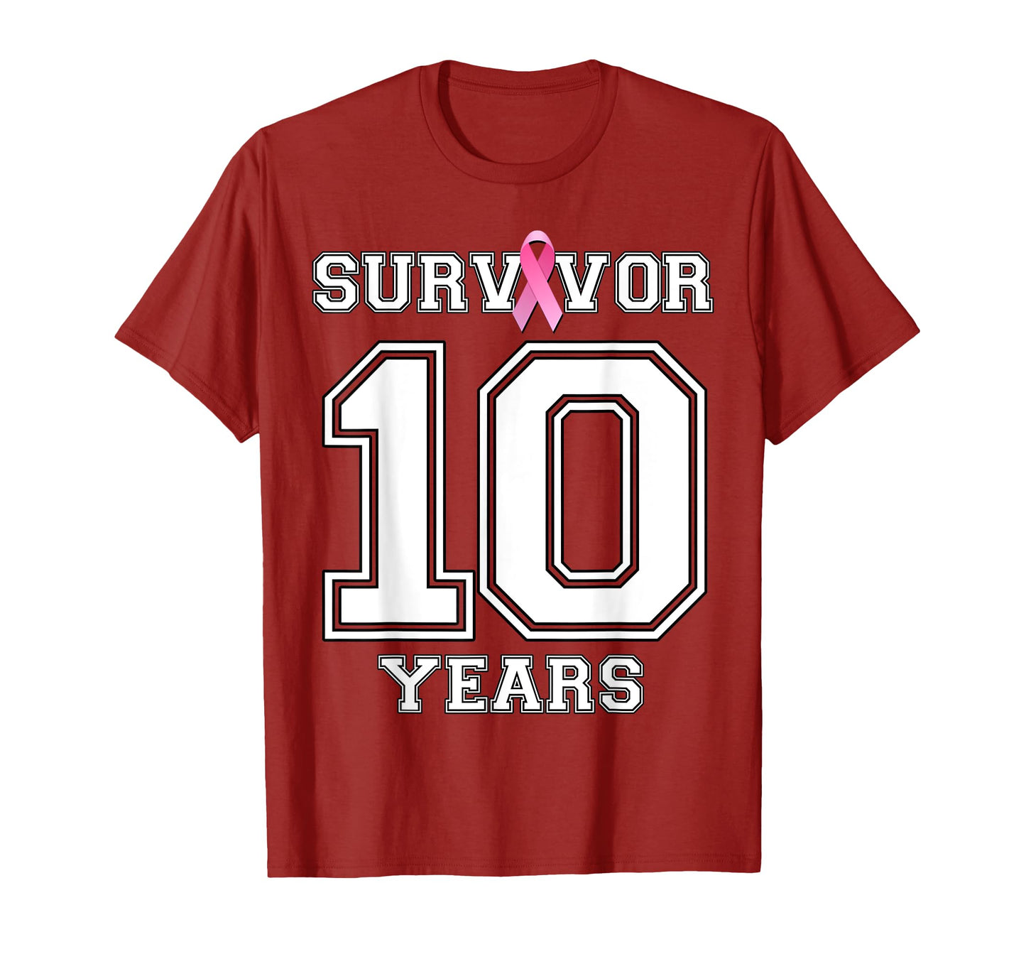 10 Years Breast Cancer Survivor Gifts For Women Pink Ribbon T-Shirt