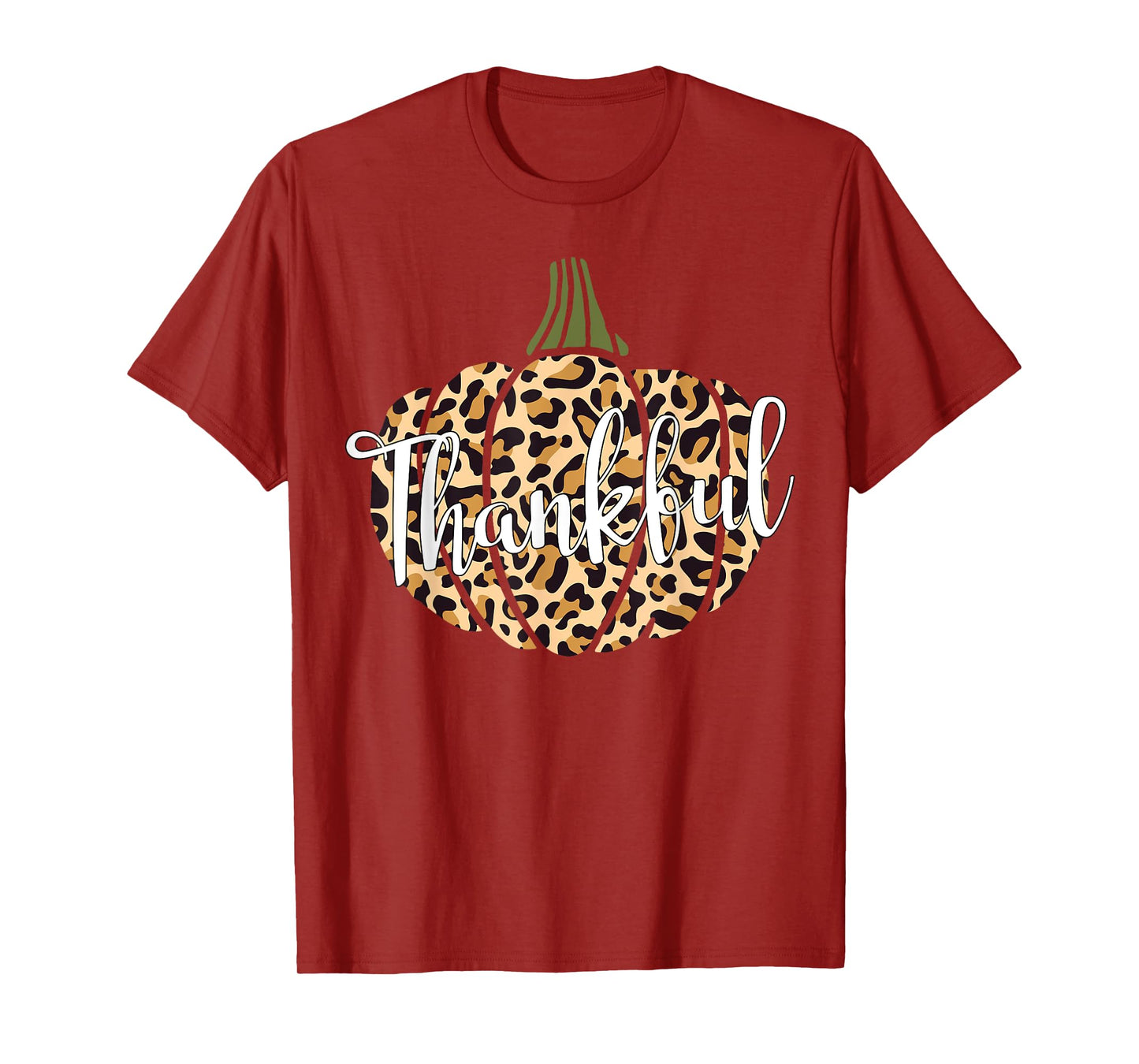 Thankful Leopard Pumpkin Woman Thanksgiving Gift Mother Mama T-Shirt