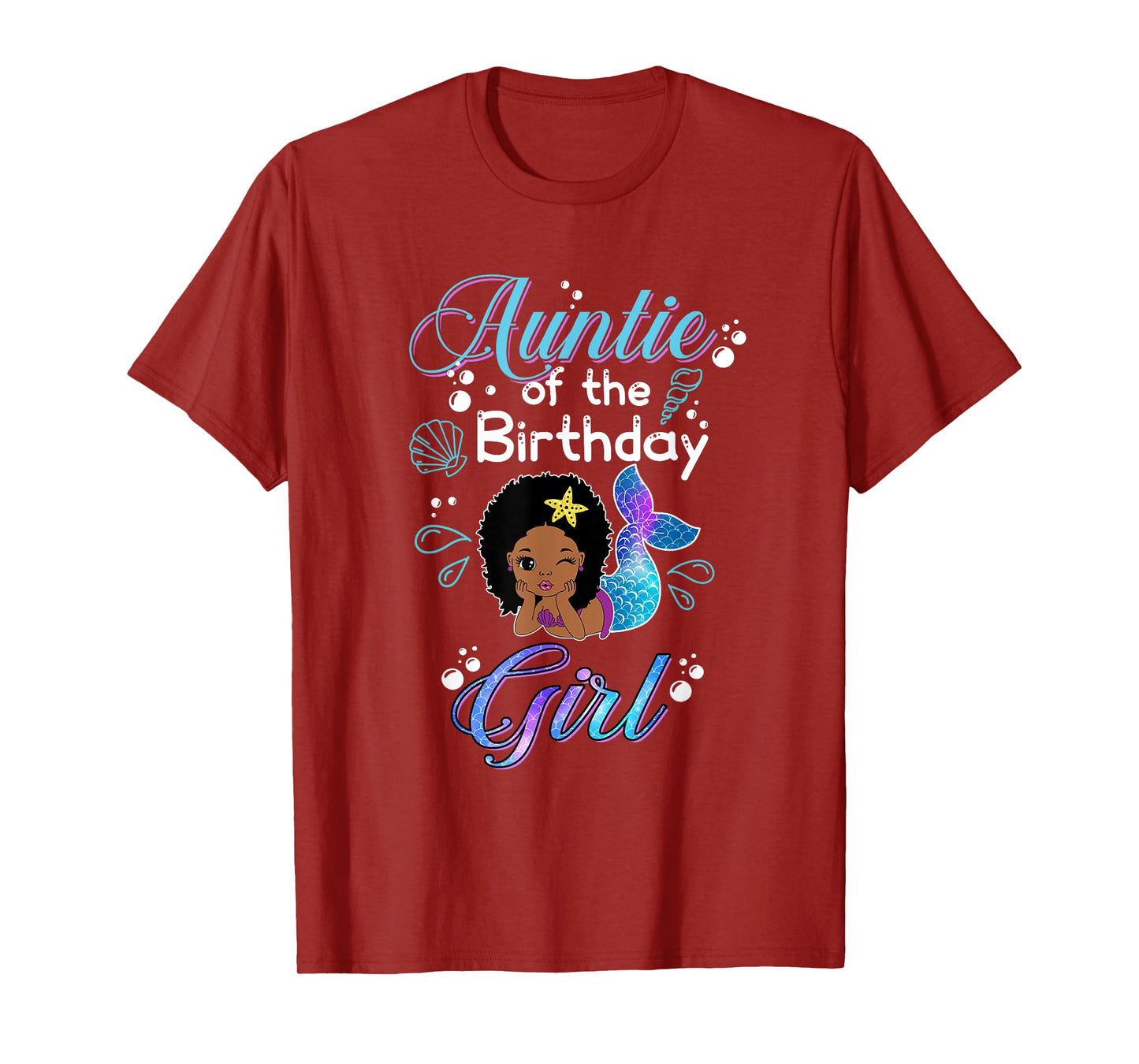 Auntie Of The Birthday Mermaid African American Kids Women T-Shirt