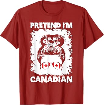 Pretend I'm Canadian Lazy Halloween Costume Funny Women Kids T-Shirt