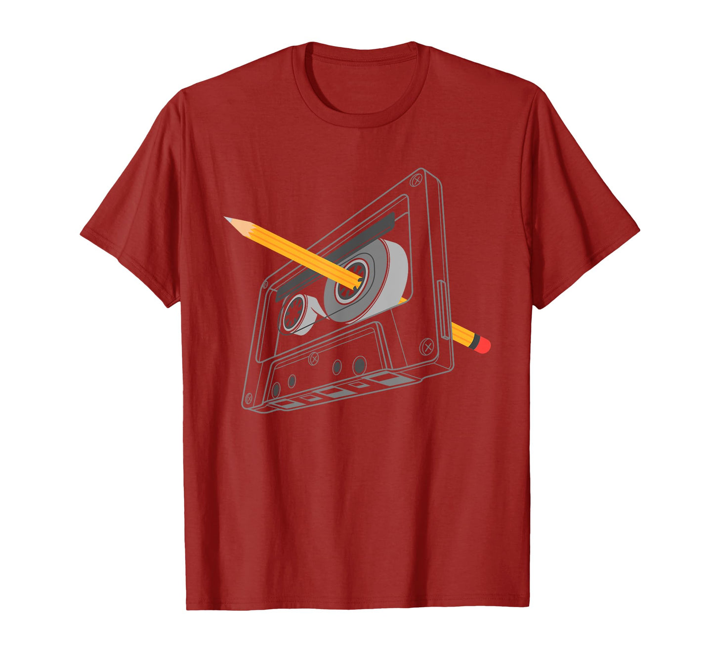 Vintage Rewind Funny 80s 90s Cassette Pencil Gift Men Women T-Shirt