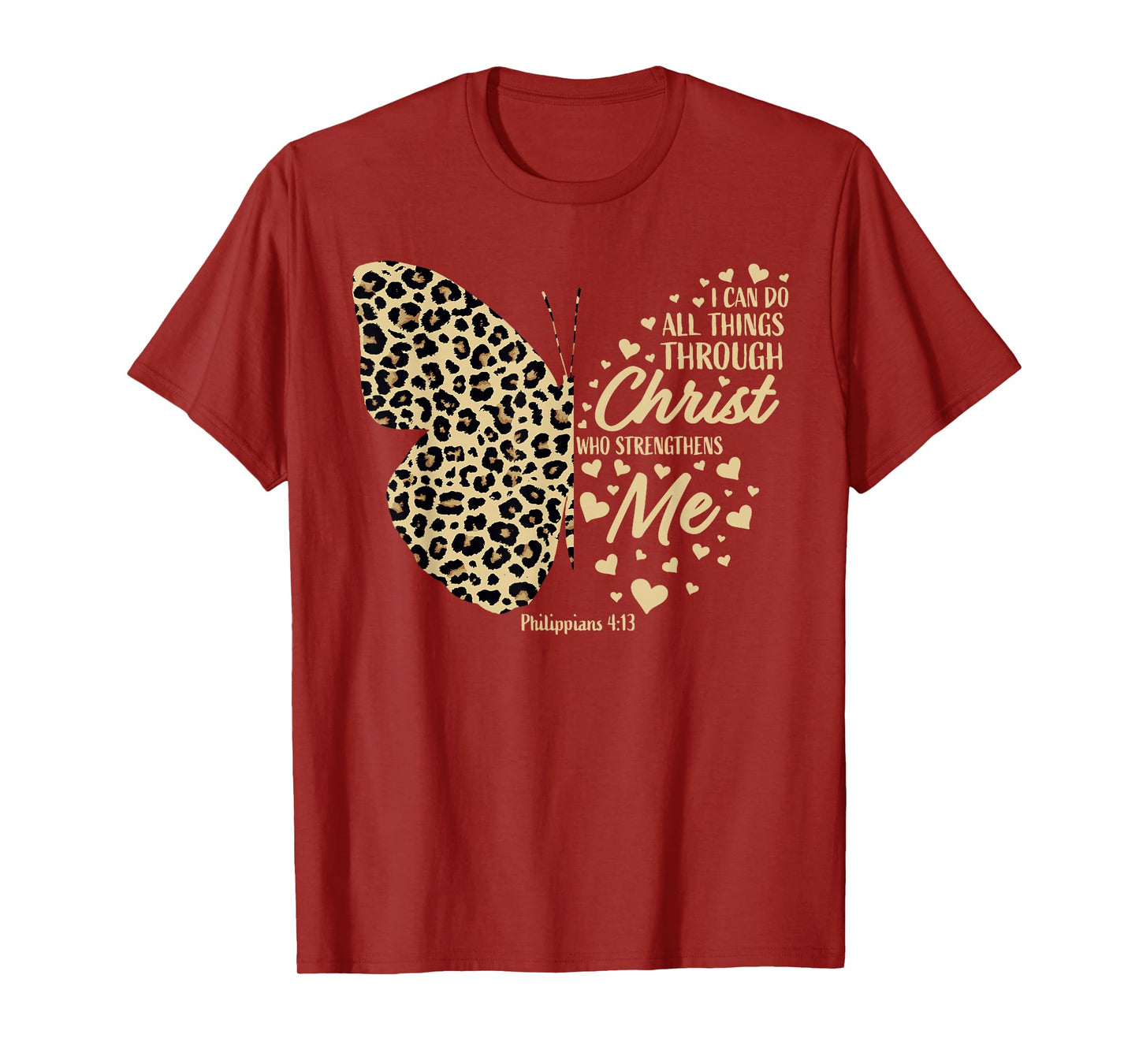 Christian Bible Verse Butterfly Cheetah Mom Women Teen Girls T-Shirt