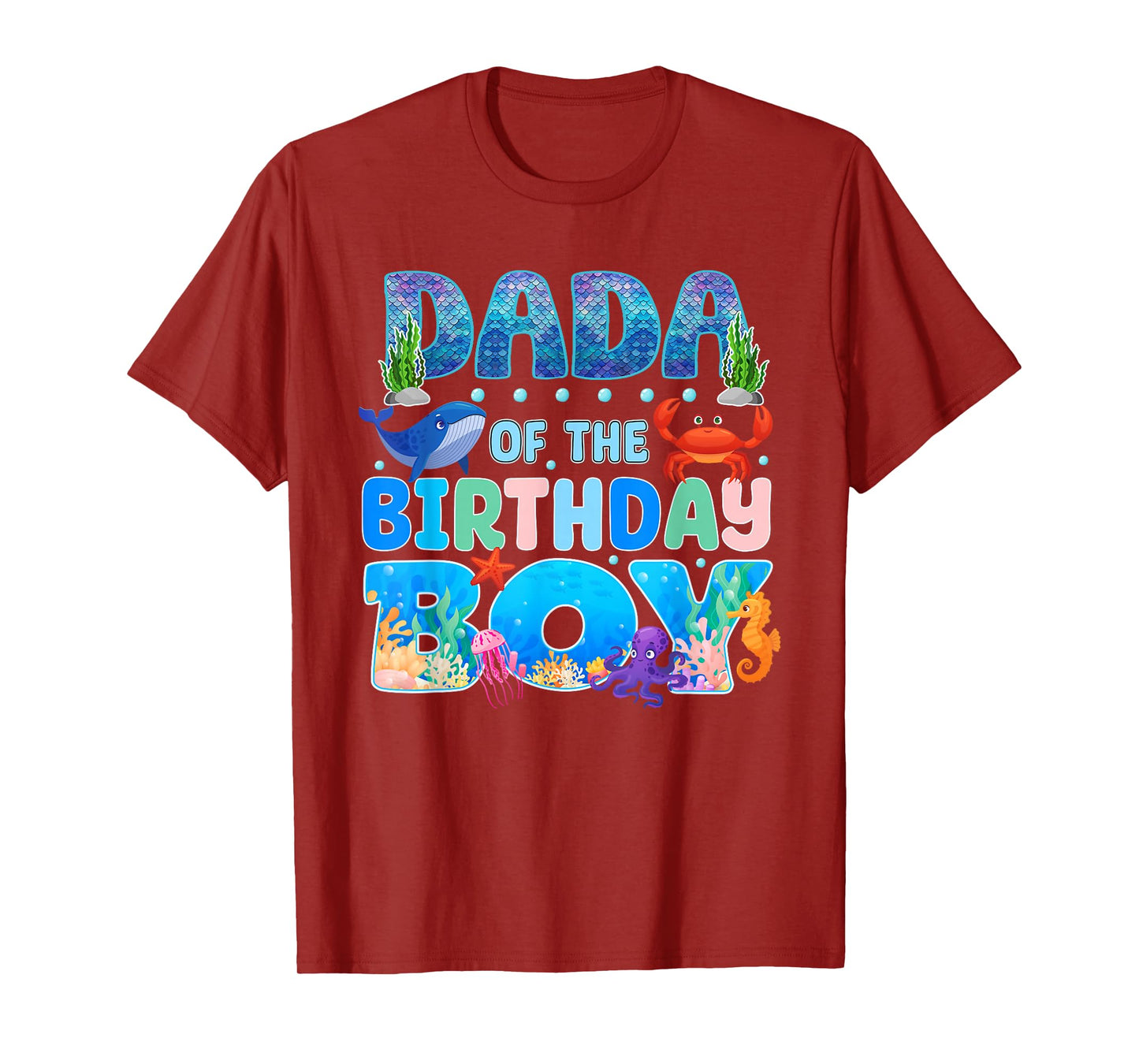Dada of The Birthday Boy Aquarium Sea Animals Matching T-Shirt