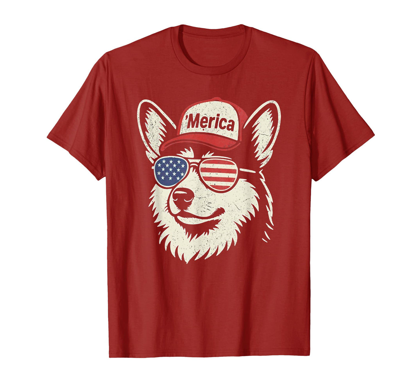 'Merica Corgi Dog Wearing Sunglasses Hat 4th of July T-Shirt for Men Women