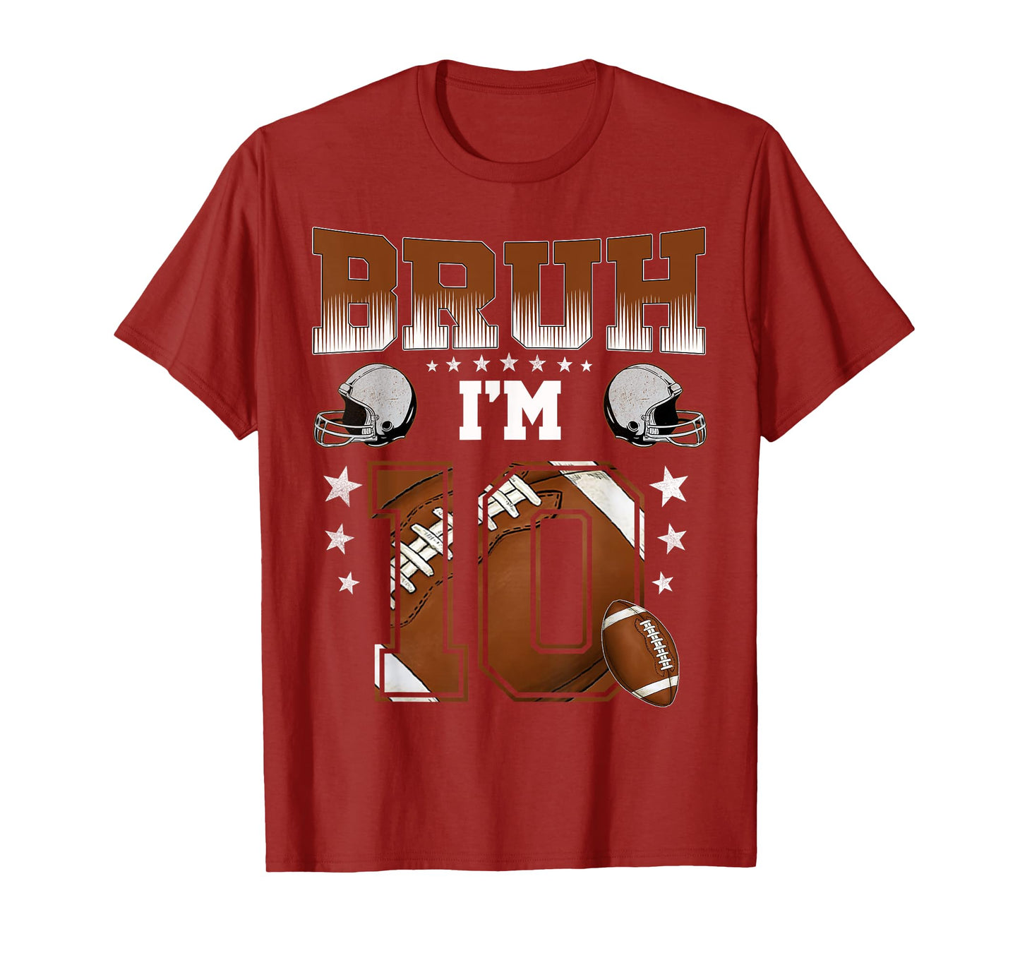 10th Birthday Boy Football Player Bruh I'm 10 Year Old Kids T-Shirt