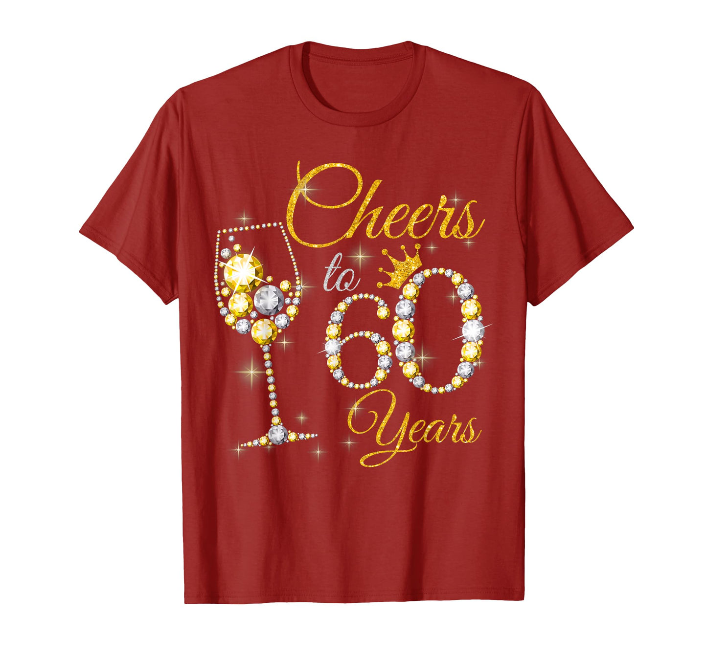 Womens Cheers To 60 Years Old 60th Birthday Queen Diamond T-Shirt