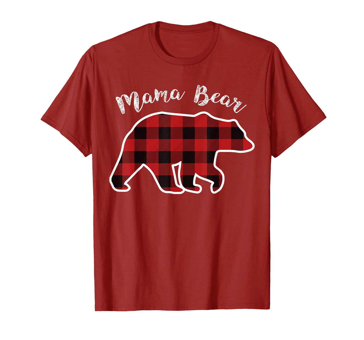 MAMA BEAR | Women Red Plaid Christmas Pajama Family Mom Gift T-Shirt