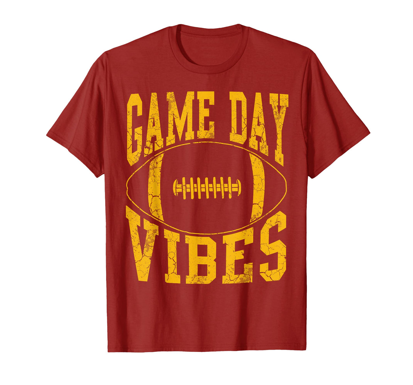 Game Day Vibes Yellow Football Vintage Distressed Graphic T-Shirt