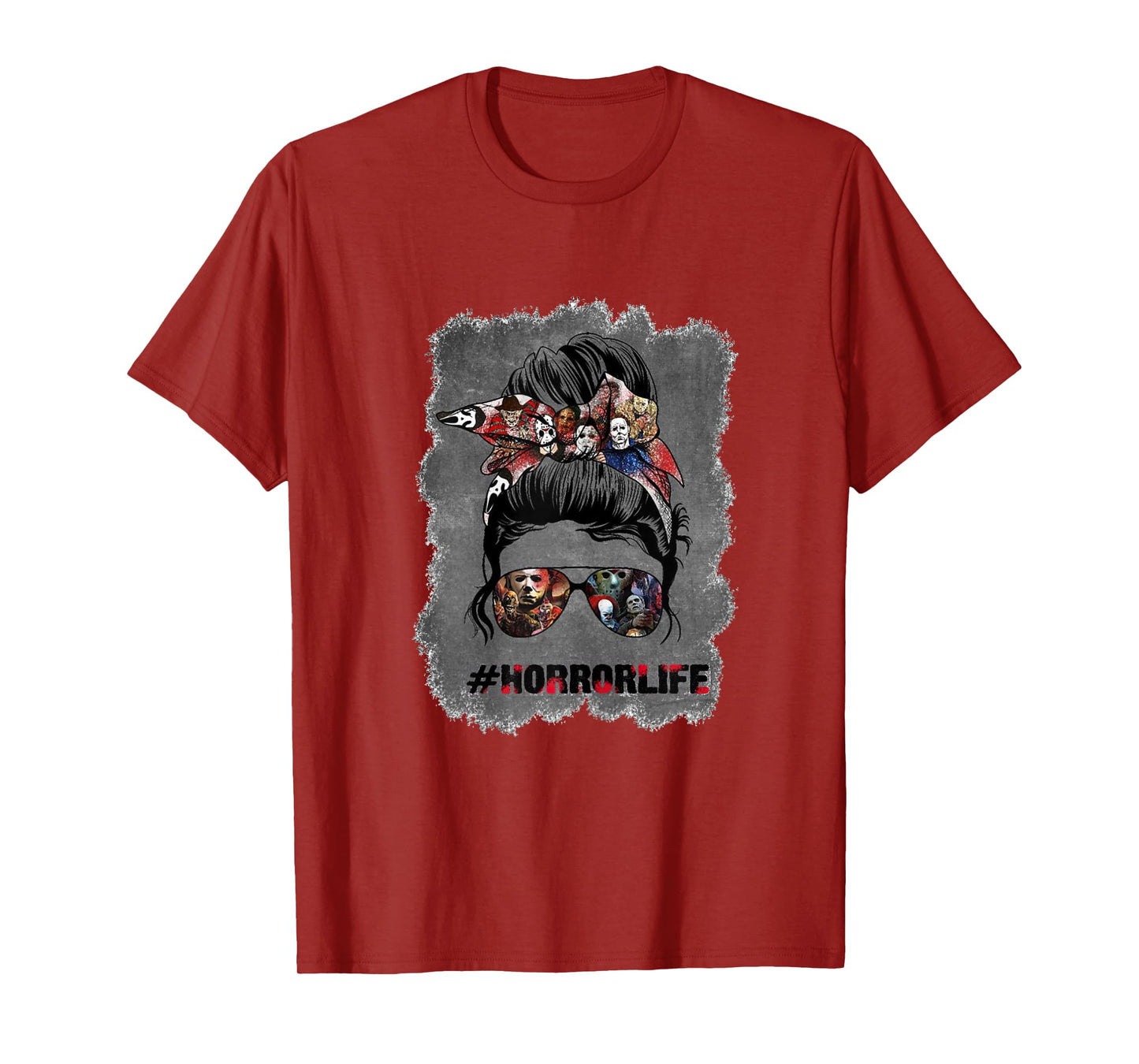 Messy Bun Horror Life Mom Halloween T-Shirt