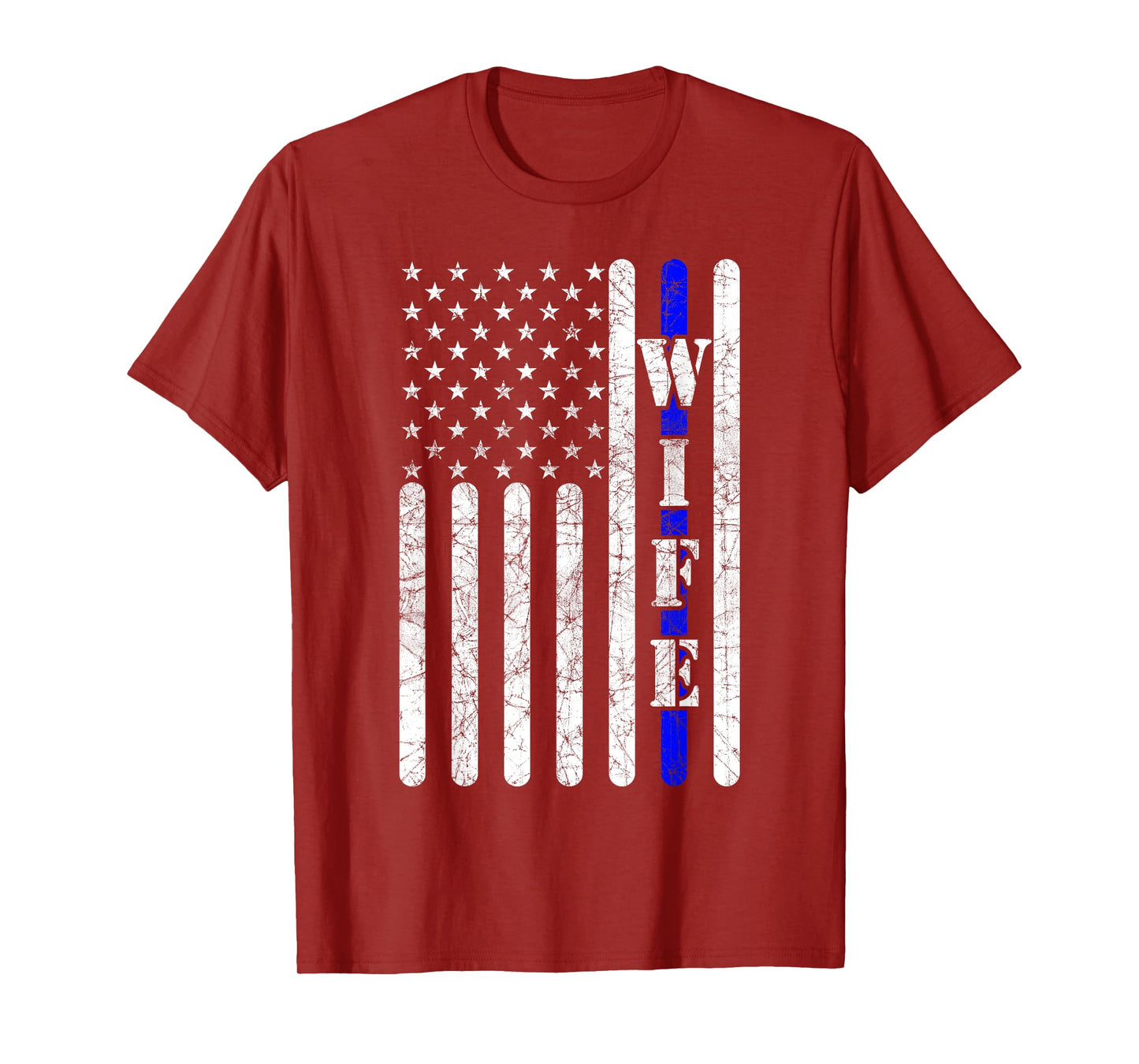 Thin Blue Line T shirt Police Wife Vintage American Flag T-Shirt
