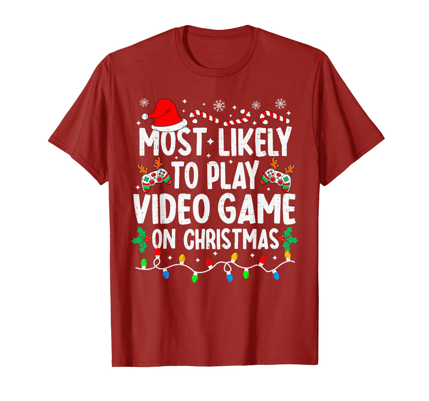 Most Likely to Play Video Games On Christmas Family Matching T-Shirt