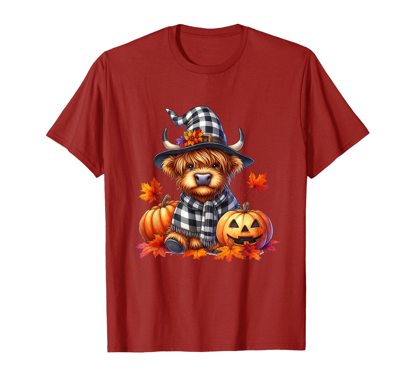 Funny Halloween Highland Cow Witchy Pumpkin It's Fall Y'all T-Shirt