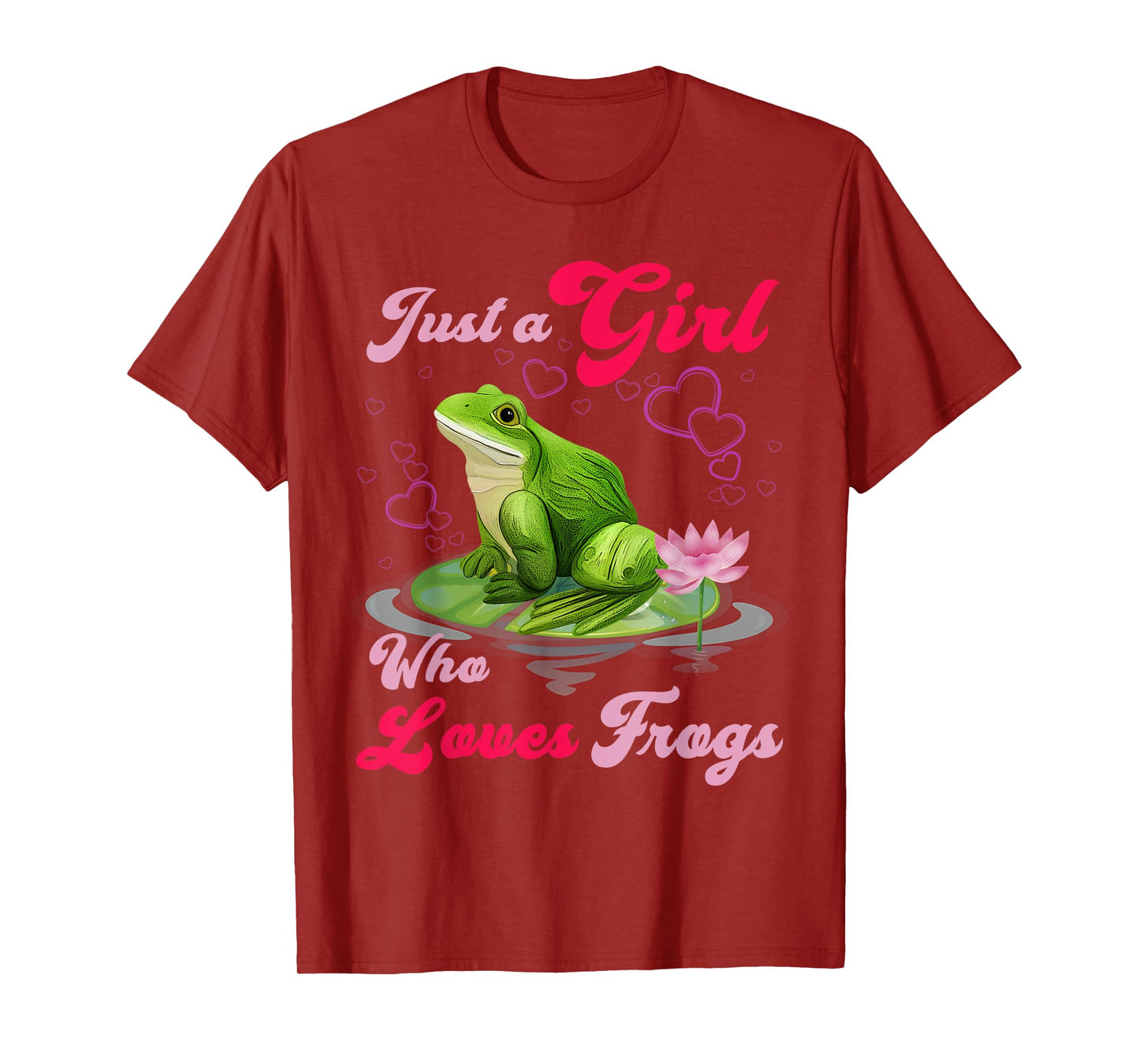 Cute and Funny Just a Girl Who Loves Frogs Women and Moms T-Shirt