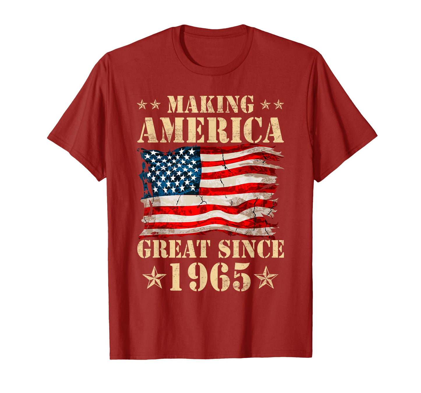 Vintage Making America Flag Great Since 1965 Birthday Party T-Shirt