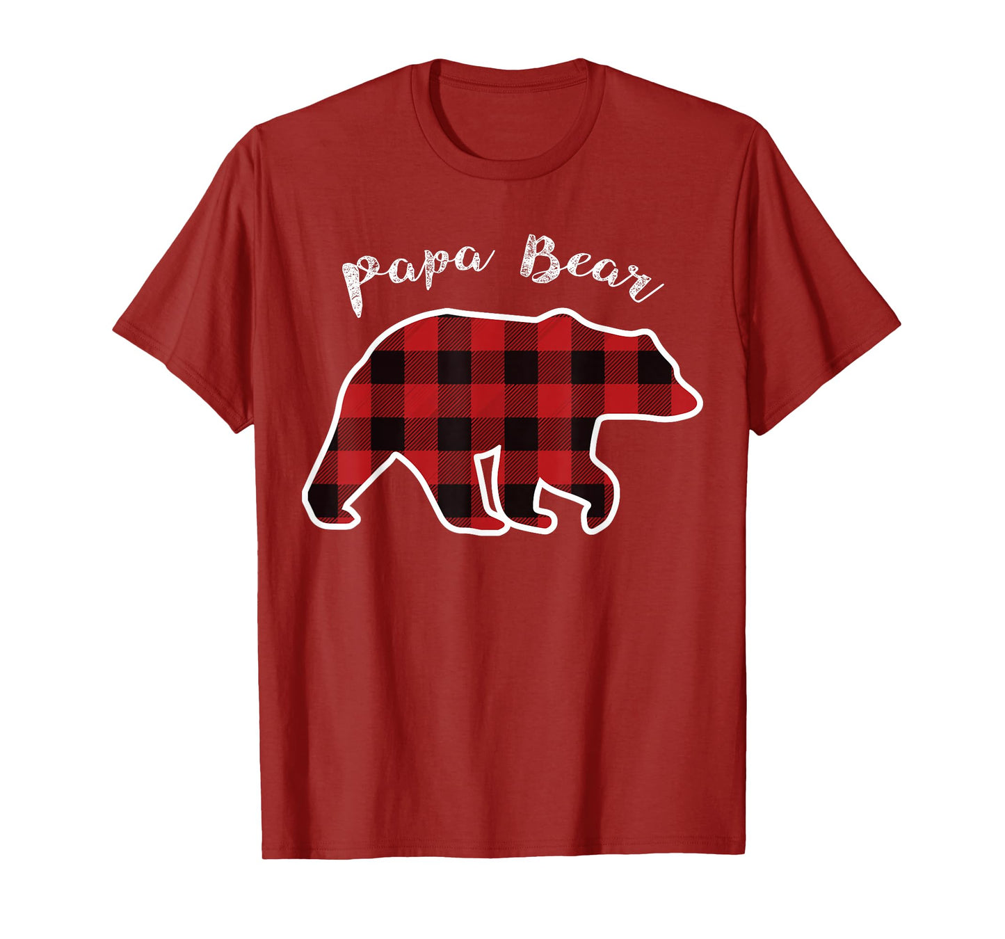 PAPA BEAR | Men Red Plaid Christmas Pajama Family Dad Gift T-Shirt