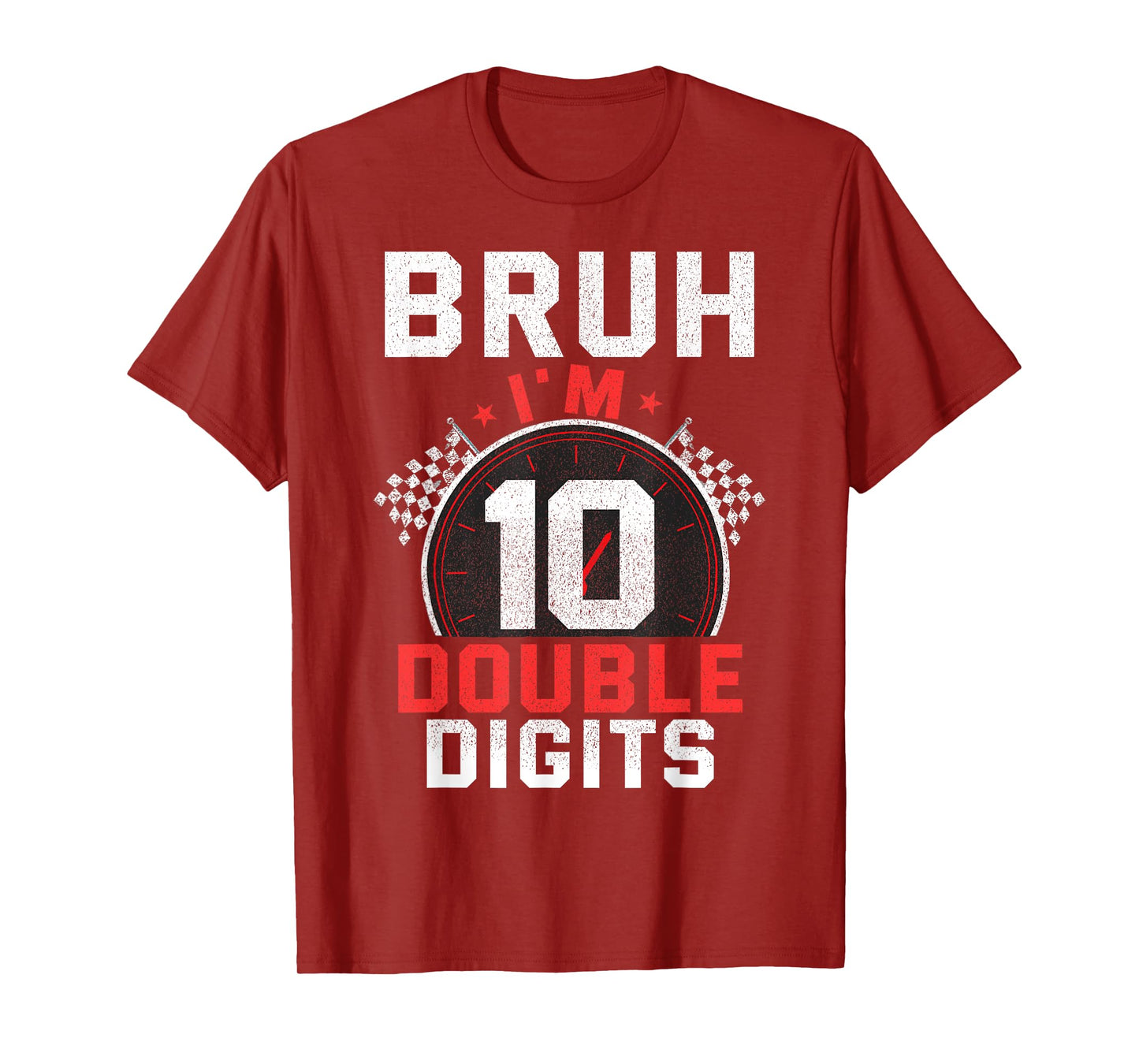 10th Birthday Boy Racing Car Bruh I'm Double Digits Race Car T-Shirt