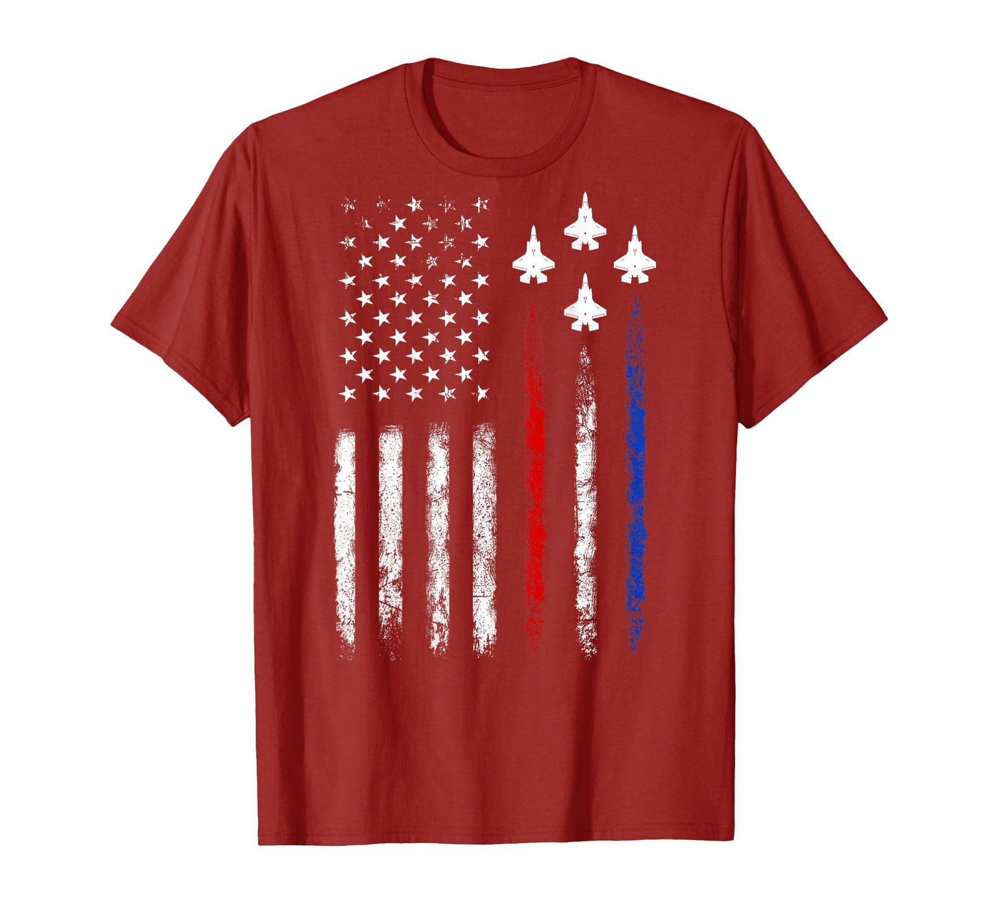 (On Back) Patriotic Shirts USA Flag Fighter Jet 4th Of July T-Shirt for Women Girls Kids Men