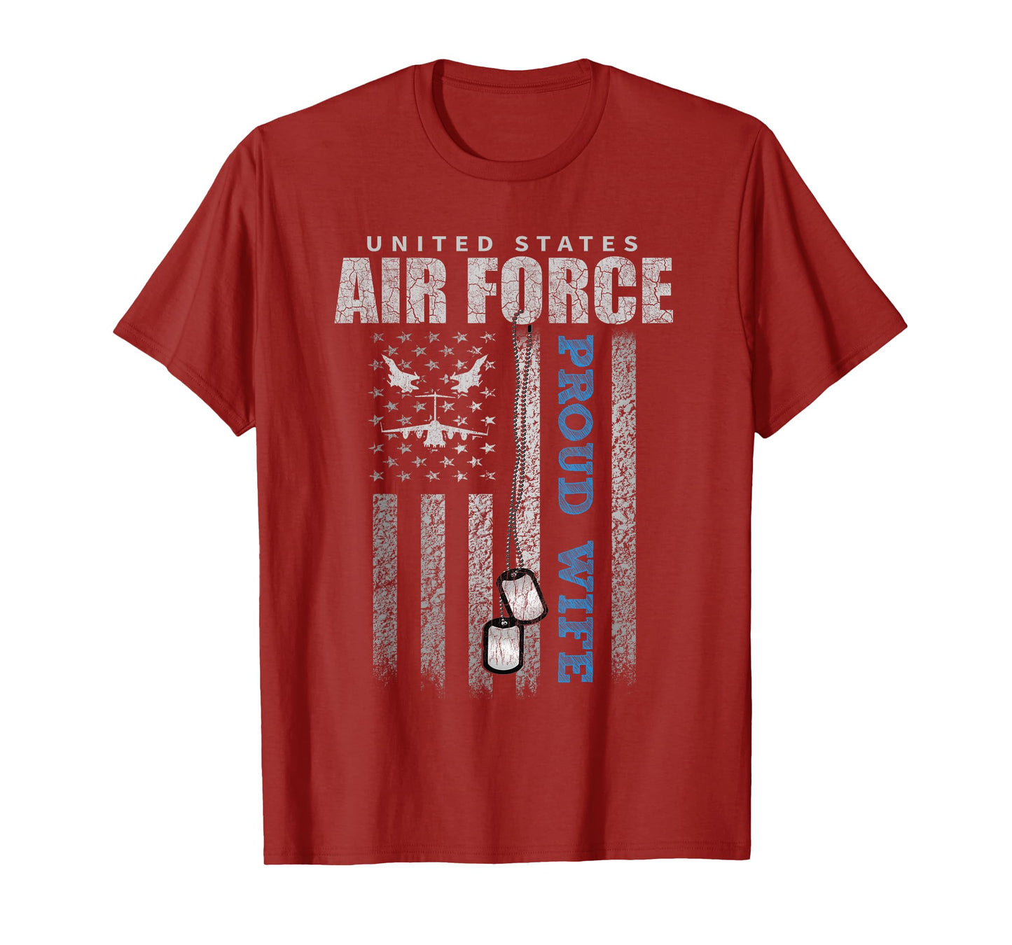Proud Air Force Wife USA Flag T-Shirt