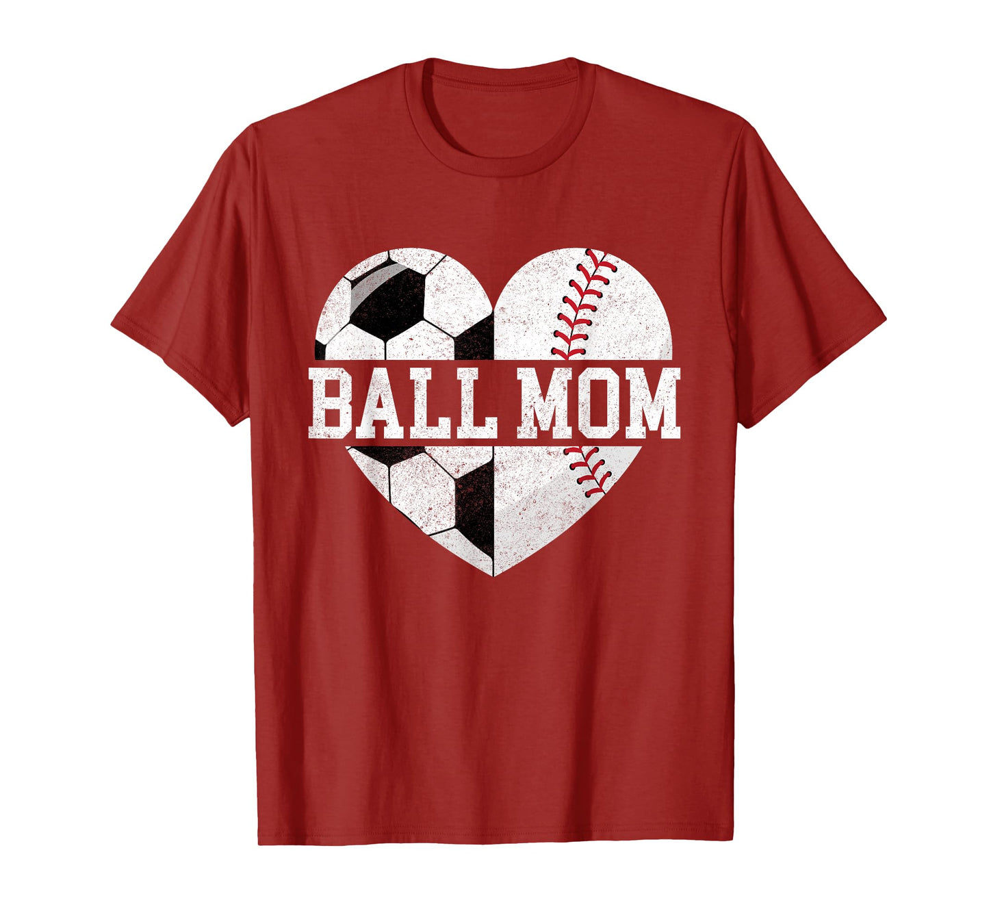 Ball Mom Shirt Heart Funny Baseball Soccer Mom T-Shirt