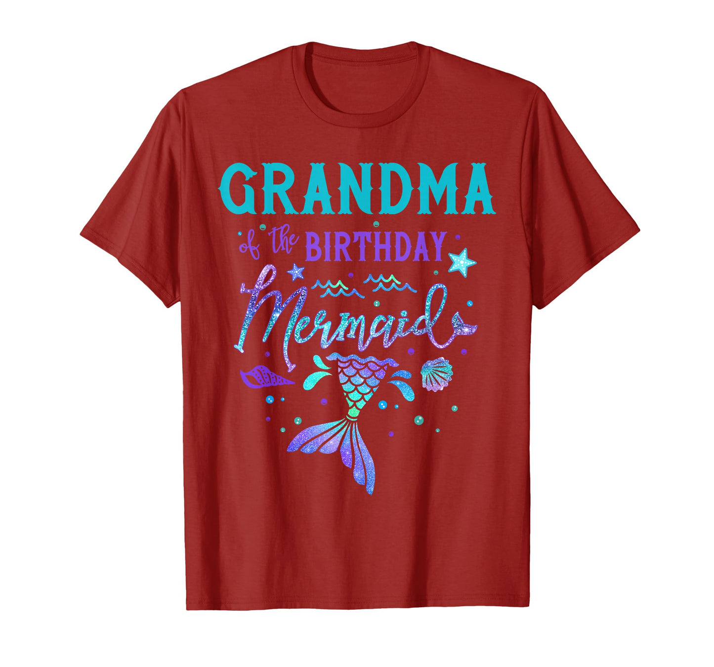 Grandma Of The Birthday Mermaid Theme Party Squad Security T-Shirt