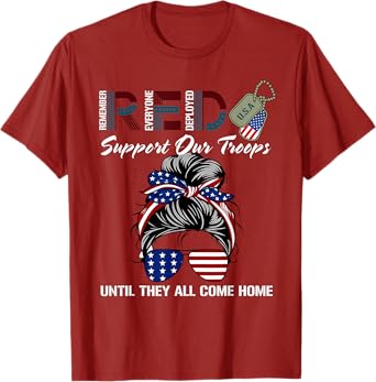 On Friday We Wear Red Friday Military Support troops US Flag T-Shirt