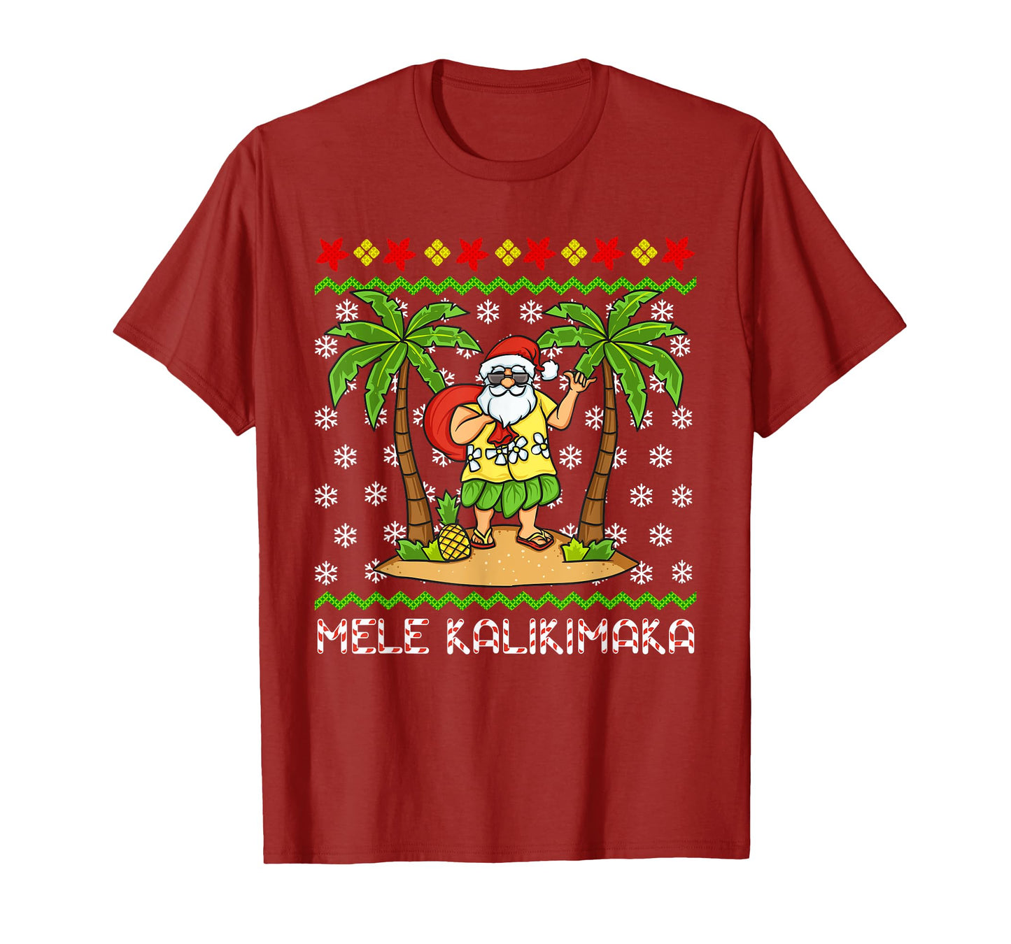 Mele Kalikimaka Hawaiian Christmas In July Hawaii Santa T-Shirt
