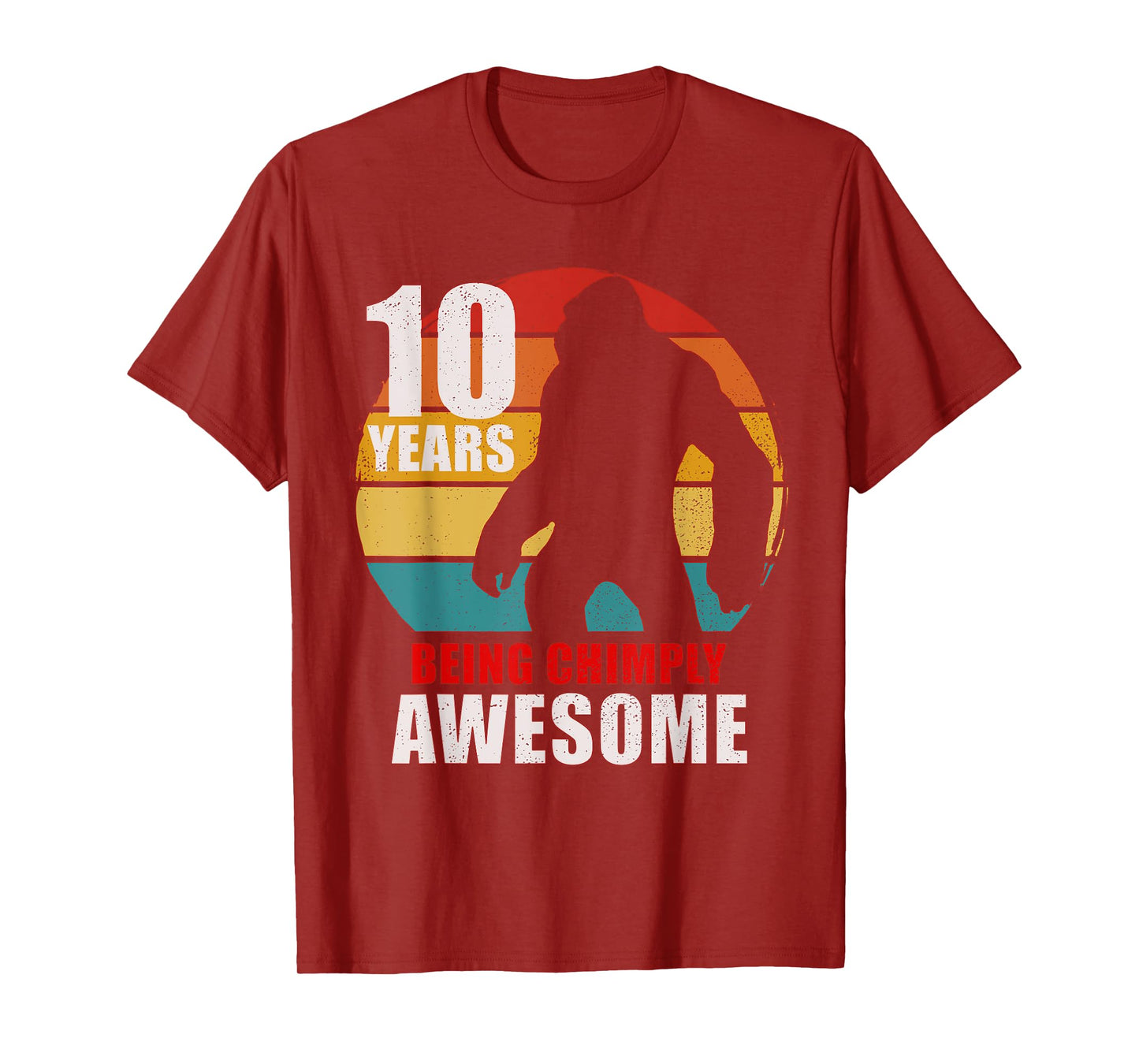 10 Years Old Being Chimply Awesome 10th Birthday Monkey T-Shirt
