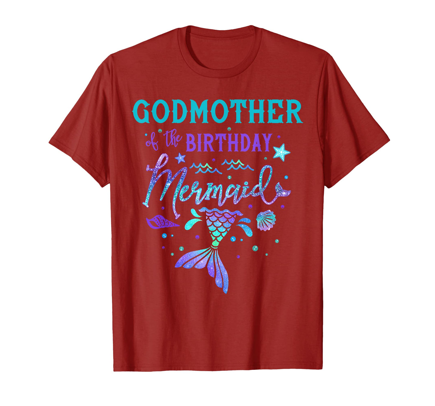Godmother Of The Birthday Mermaid Theme Party Squad Security T-Shirt