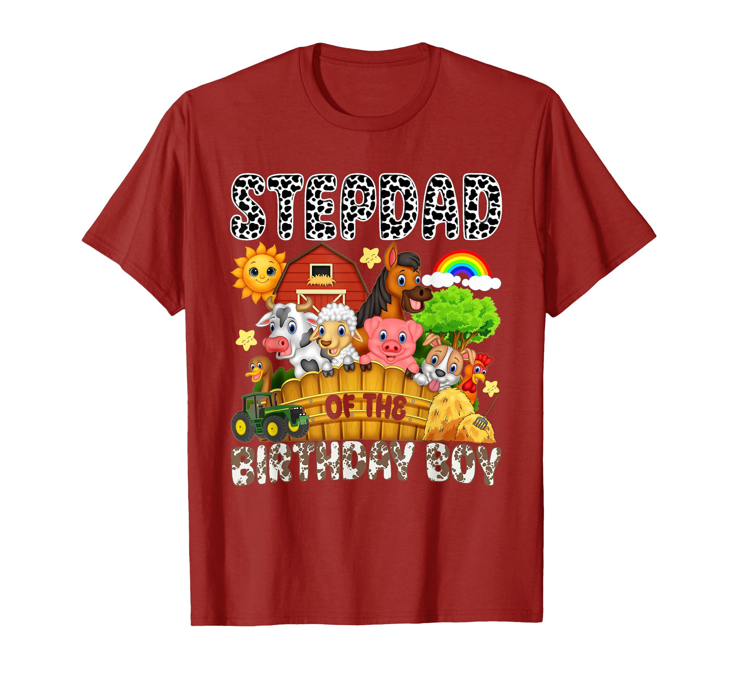 Stepdad of The Bday Boy Farm Animals Matching Farm Theme T-Shirt