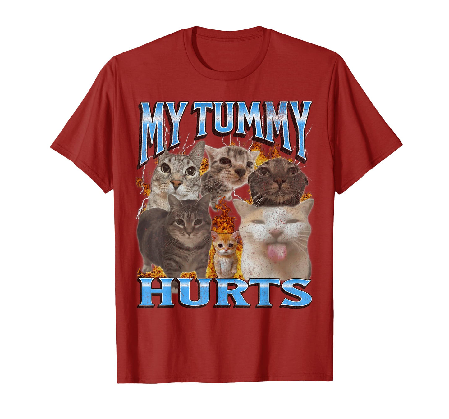 My Tummy Hurts Funny Cat Meme Bootleg Graphic T-Shirt