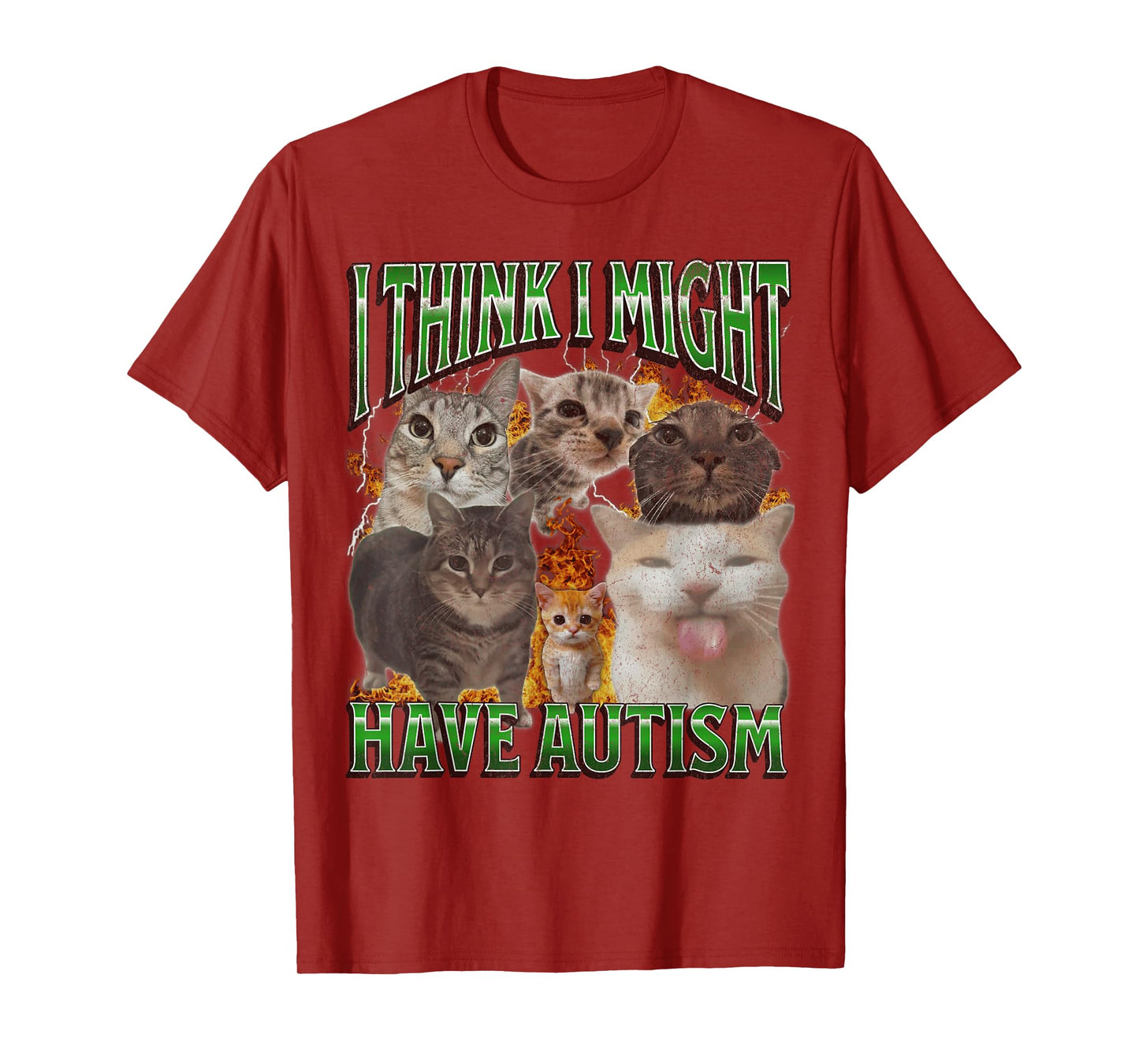 I Think I Might Have Autism Funny Cat Meme Bootleg Graphic T-Shirt for Men Women